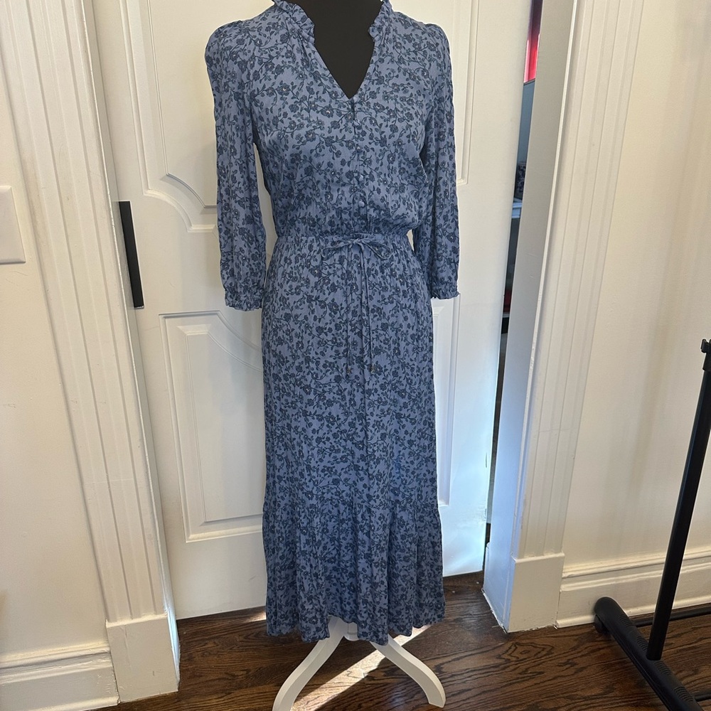 Lucky Brand Floral Blue Bohemian Maxi Dress NWT